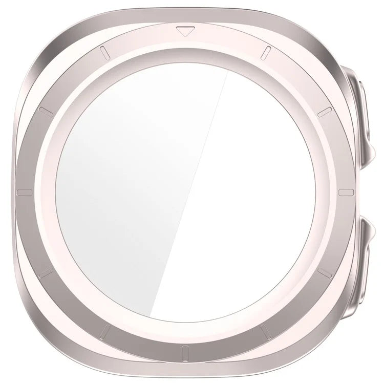 For Samsung Galaxy Watch Ultra 47mm PC Watch Case Anti-Scratch Cover with Tempered Glass Film - Pink