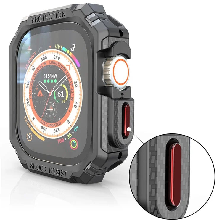 For Apple Watch Ultra 2 49mm / Ultra 49mm Carbon Fiber Smart Watch Case Anti-Scratch Protective Frame