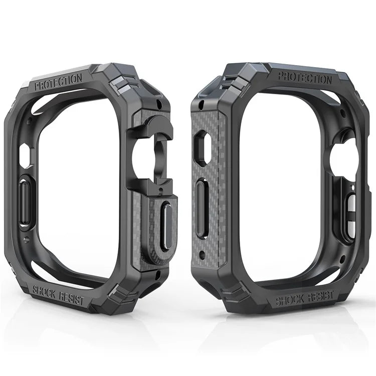 For Apple Watch Ultra 2 49mm / Ultra 49mm Carbon Fiber Smart Watch Case Anti-Scratch Protective Frame