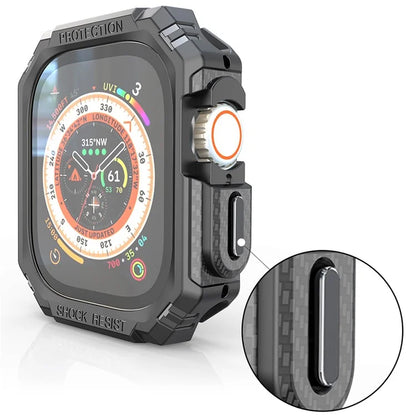 For Apple Watch Ultra 2 49mm / Ultra 49mm Carbon Fiber Smart Watch Case Anti-Scratch Protective Frame