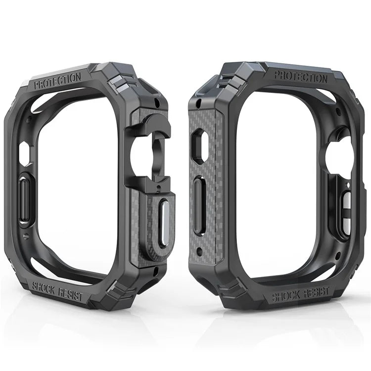 For Apple Watch Ultra 2 49mm / Ultra 49mm Carbon Fiber Smart Watch Case Anti-Scratch Protective Frame