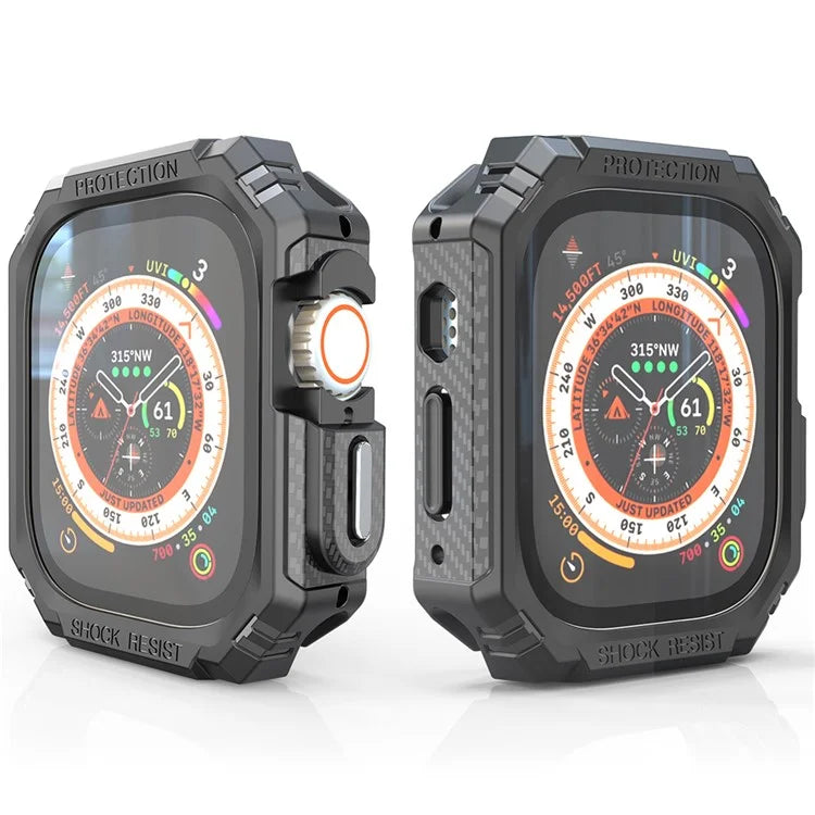 For Apple Watch Ultra 2 49mm / Ultra 49mm Carbon Fiber Smart Watch Case Anti-Scratch Protective Frame