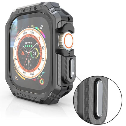For Apple Watch Ultra 2 49mm / Ultra 49mm Carbon Fiber Smart Watch Case Anti-Scratch Protective Frame