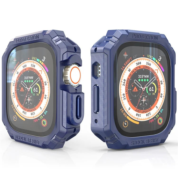 For Apple Watch Ultra 2 49mm / Ultra 49mm Carbon Fiber Smart Watch Case Anti-Scratch Protective Frame