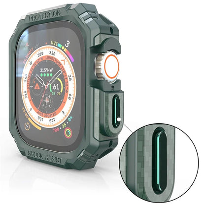 For Apple Watch Ultra 2 49mm / Ultra 49mm Carbon Fiber Smart Watch Case Anti-Scratch Protective Frame