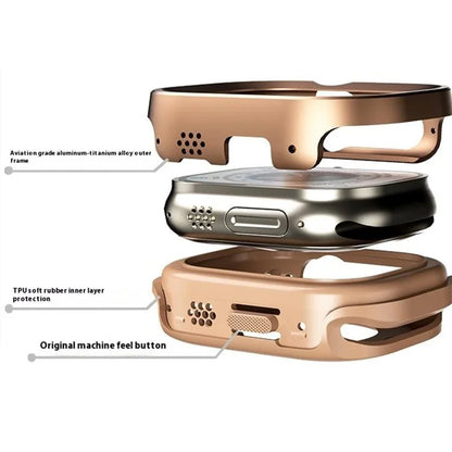 For Apple Watch Ultra / Ultra 2 49mm Protector Aluminum Titanium Alloy+TPU Watch Frame Case