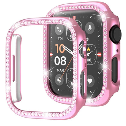 For Apple Watch Series 4  /  5  /  6  /  SE  /  SE (2022) 44mm Rhinestone Decor Hollow Out Electroplating PC Watch Case