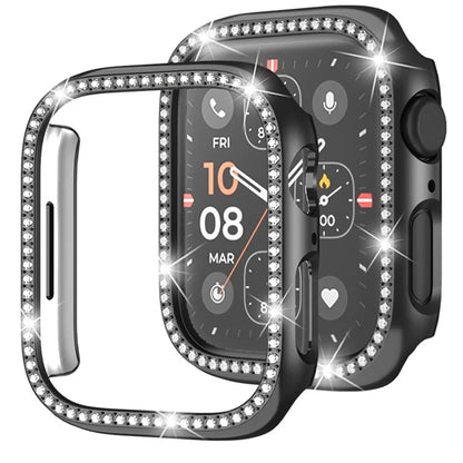 For Apple Watch Series 4  /  5  /  6  /  SE  /  SE (2022) 44mm Rhinestone Decor Hollow Out Electroplating PC Watch Case