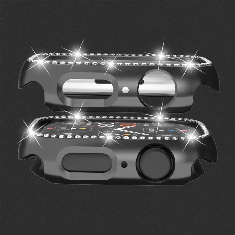 For Apple Watch Series 4  /  5  /  6  /  SE  /  SE (2022) 44mm Rhinestone Decor Hollow Out Electroplating PC Watch Case