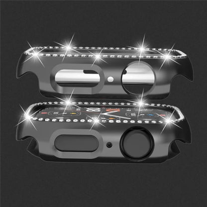 For Apple Watch Series 4  /  5  /  6  /  SE  /  SE (2022) 44mm Rhinestone Decor Hollow Out Electroplating PC Watch Case