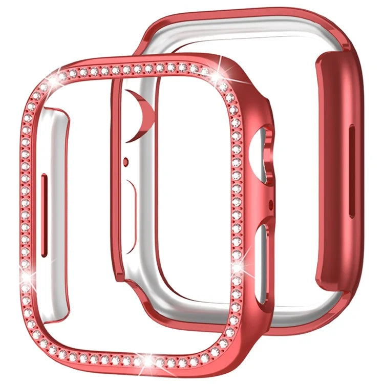 For Apple Watch Series 4  /  5  /  6  /  SE  /  SE (2022) 44mm Rhinestone Decor Hollow Out Electroplating PC Watch Case