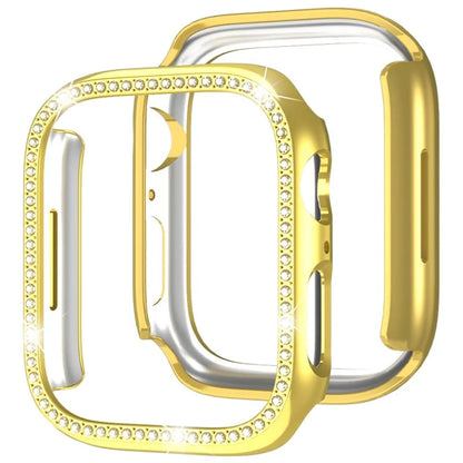 For Apple Watch Series 4  /  5  /  6  /  SE  /  SE (2022) 44mm Rhinestone Decor Hollow Out Electroplating PC Watch Case