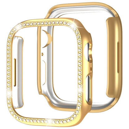 For Apple Watch Series 4  /  5  /  6  /  SE  /  SE (2022) 44mm Rhinestone Decor Hollow Out Electroplating PC Watch Case