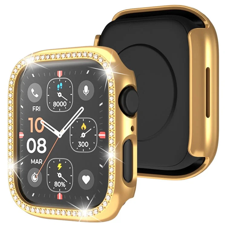 For Apple Watch Series 4  /  5  /  6  /  SE  /  SE (2022) 44mm Rhinestone Decor Hollow Out Electroplating PC Watch Case