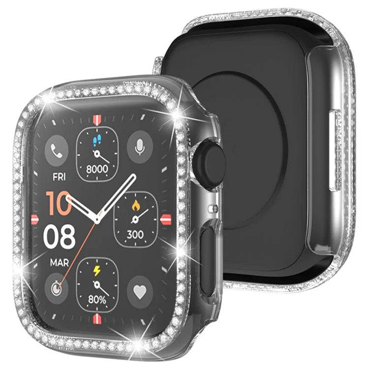 For Apple Watch Series 4  /  5  /  6  /  SE  /  SE (2022) 44mm Rhinestone Decor Hollow Out Electroplating PC Watch Case