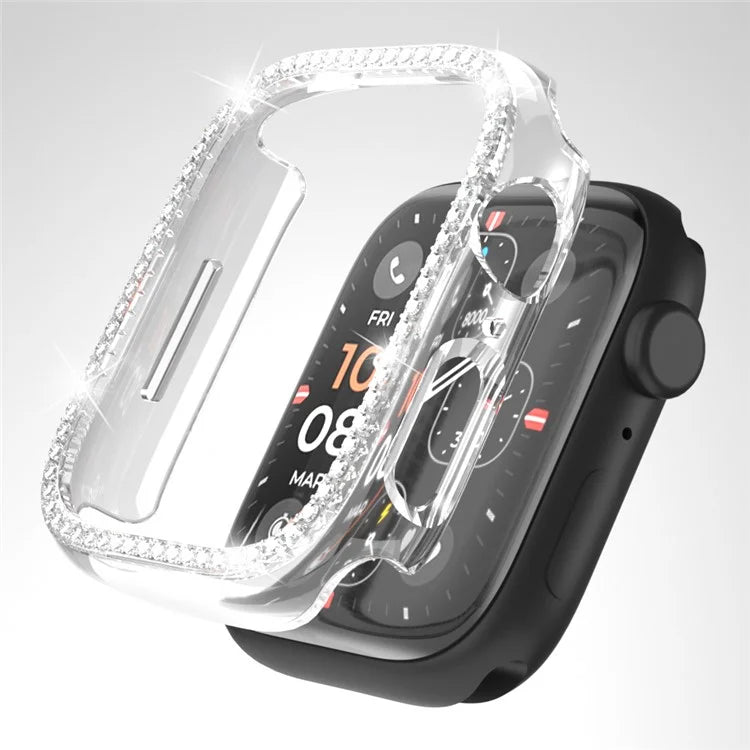 For Apple Watch Ultra 49mm  /  Ultra 2 49mm Rhinestone Decor Hollow Out Electroplating PC Watch Case