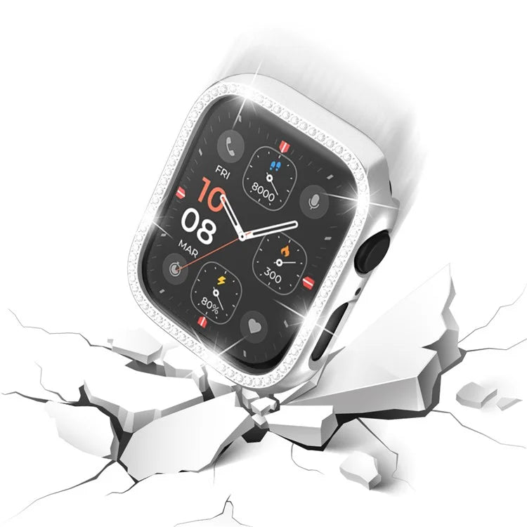 For Apple Watch Ultra 49mm  /  Ultra 2 49mm Rhinestone Decor Hollow Out Electroplating PC Watch Case