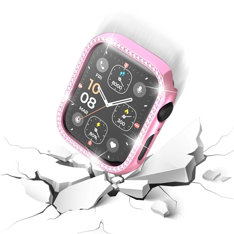 For Apple Watch Series 4  /  5  /  6  /  SE  /  SE (2022) 40mm Rhinestone Decor Hollow Out Electroplating PC Watch Case