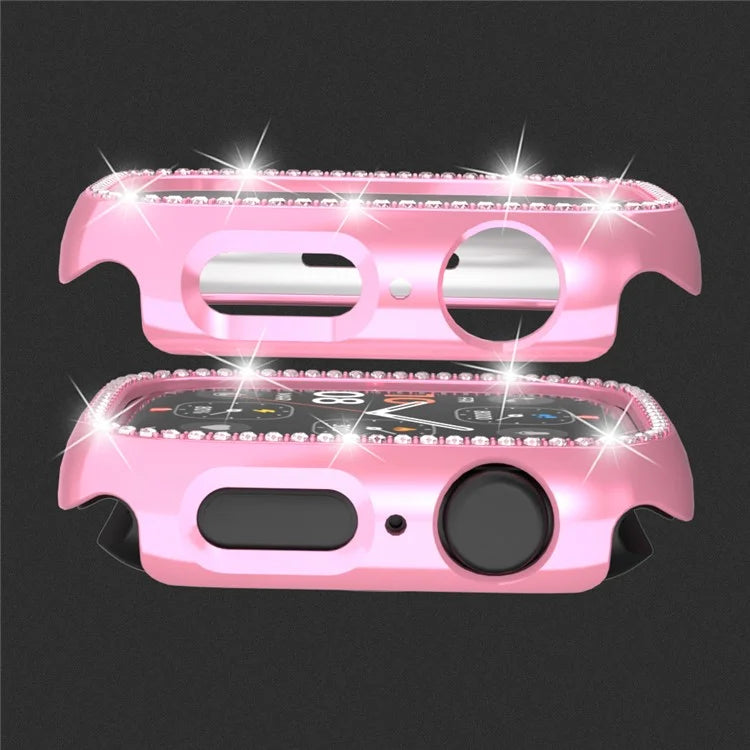 For Apple Watch Series 4  /  5  /  6  /  SE  /  SE (2022) 40mm Rhinestone Decor Hollow Out Electroplating PC Watch Case