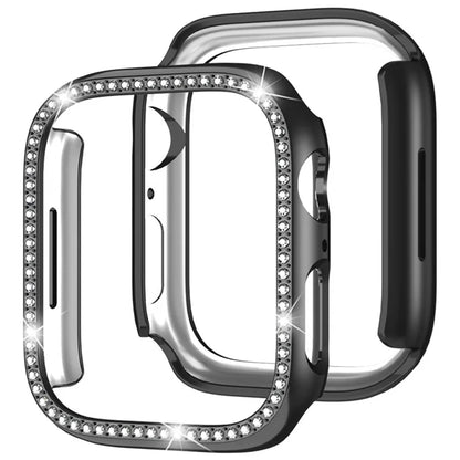 For Apple Watch Series 4  /  5  /  6  /  SE  /  SE (2022) 40mm Rhinestone Decor Hollow Out Electroplating PC Watch Case