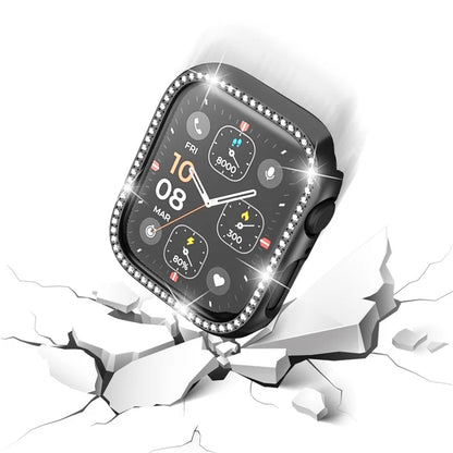For Apple Watch Series 4  /  5  /  6  /  SE  /  SE (2022) 40mm Rhinestone Decor Hollow Out Electroplating PC Watch Case