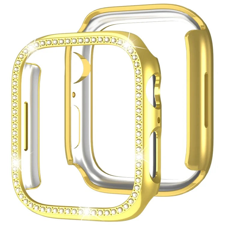 For Apple Watch Series 4  /  5  /  6  /  SE  /  SE (2022) 40mm Rhinestone Decor Hollow Out Electroplating PC Watch Case