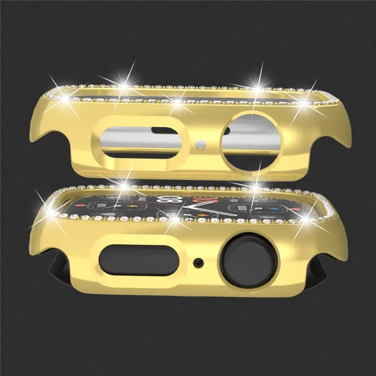 For Apple Watch Series 4  /  5  /  6  /  SE  /  SE (2022) 40mm Rhinestone Decor Hollow Out Electroplating PC Watch Case