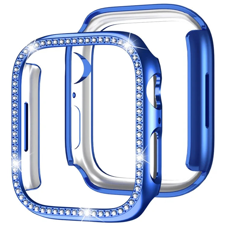 For Apple Watch Series 4  /  5  /  6  /  SE  /  SE (2022) 40mm Rhinestone Decor Hollow Out Electroplating PC Watch Case