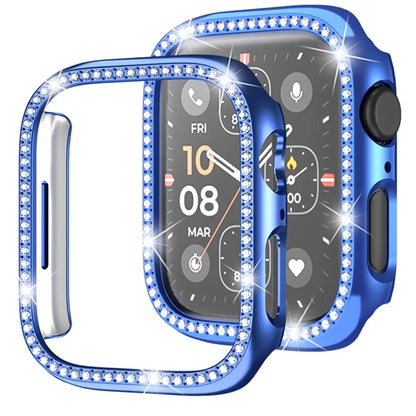 For Apple Watch Series 4  /  5  /  6  /  SE  /  SE (2022) 40mm Rhinestone Decor Hollow Out Electroplating PC Watch Case