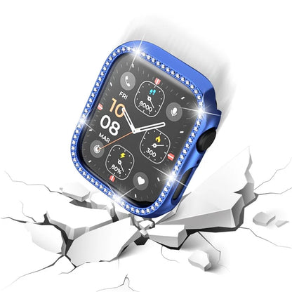 For Apple Watch Series 4  /  5  /  6  /  SE  /  SE (2022) 40mm Rhinestone Decor Hollow Out Electroplating PC Watch Case