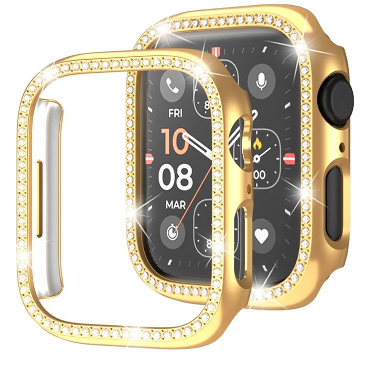 For Apple Watch Series 4  /  5  /  6  /  SE  /  SE (2022) 40mm Rhinestone Decor Hollow Out Electroplating PC Watch Case