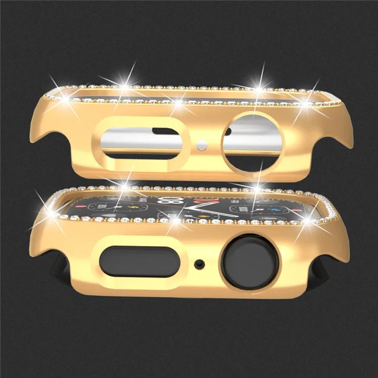 For Apple Watch Series 4  /  5  /  6  /  SE  /  SE (2022) 40mm Rhinestone Decor Hollow Out Electroplating PC Watch Case