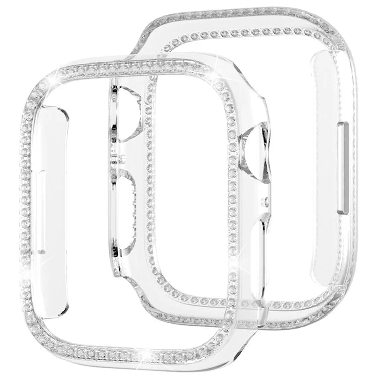 For Apple Watch Series 4  /  5  /  6  /  SE  /  SE (2022) 40mm Rhinestone Decor Hollow Out Electroplating PC Watch Case