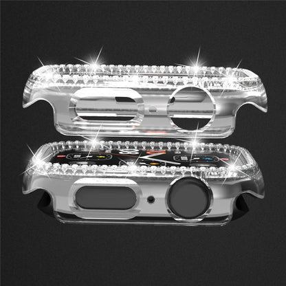 For Apple Watch Series 4  /  5  /  6  /  SE  /  SE (2022) 40mm Rhinestone Decor Hollow Out Electroplating PC Watch Case