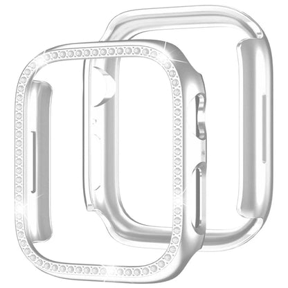 For Apple Watch Series 4  /  5  /  6  /  SE  /  SE (2022) 40mm Rhinestone Decor Hollow Out Electroplating PC Watch Case