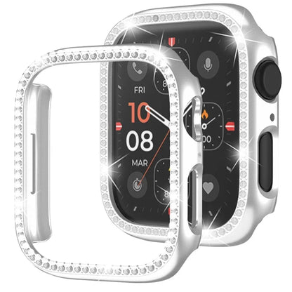 For Apple Watch Series 4  /  5  /  6  /  SE  /  SE (2022) 40mm Rhinestone Decor Hollow Out Electroplating PC Watch Case