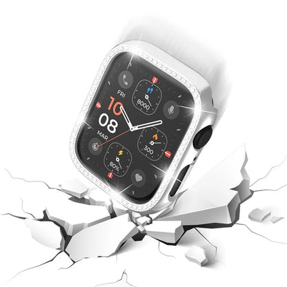 For Apple Watch Series 4  /  5  /  6  /  SE  /  SE (2022) 40mm Rhinestone Decor Hollow Out Electroplating PC Watch Case