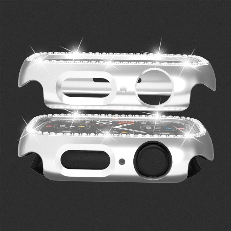 For Apple Watch Series 4  /  5  /  6  /  SE  /  SE (2022) 40mm Rhinestone Decor Hollow Out Electroplating PC Watch Case