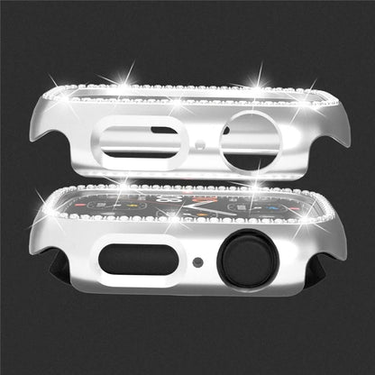 For Apple Watch Series 4  /  5  /  6  /  SE  /  SE (2022) 40mm Rhinestone Decor Hollow Out Electroplating PC Watch Case