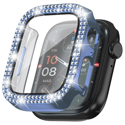For Apple Watch Series 4  /  5  /  6  /  SE  /  SE (2022) 40mm Rhinestone Decor Electroplating PC Watch Case with Tempered Glass Film