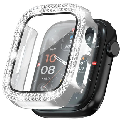 For Apple Watch Series 4  /  5  /  6  /  SE  /  SE (2022) 40mm Rhinestone Decor Electroplating PC Watch Case with Tempered Glass Film