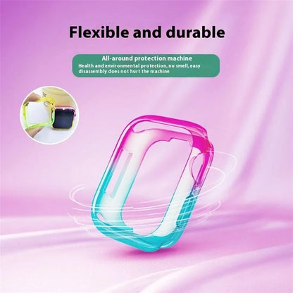 For Apple Watch Series 4  /  5  /  6  /  SE  /  SE (2022) 44mm  /  7  /  8  /  9 45mm Dual Color Translucent Matte TPU Watch Case