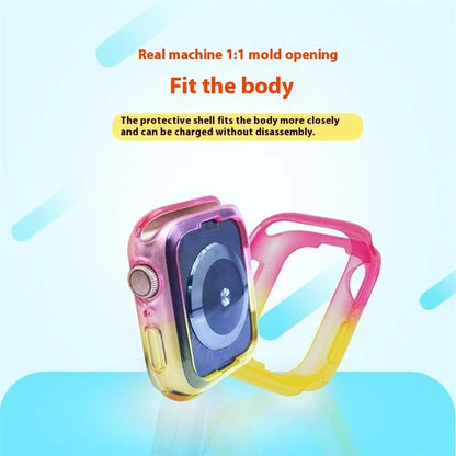 For Apple Watch Series 4  /  5  /  6  /  SE  /  SE (2022) 44mm  /  7  /  8  /  9 45mm Dual Color Translucent Matte TPU Watch Case