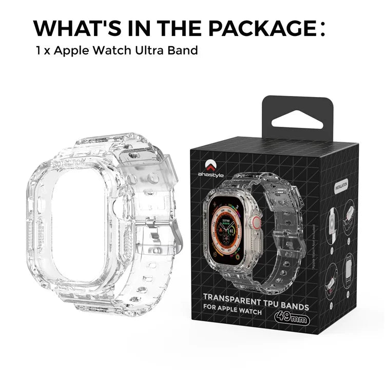 AHASTYLE WG103 For Apple Watch Ultra 49mm / Watch Ultra 2 49mm TPU Band with Case Replacement Sport Strap