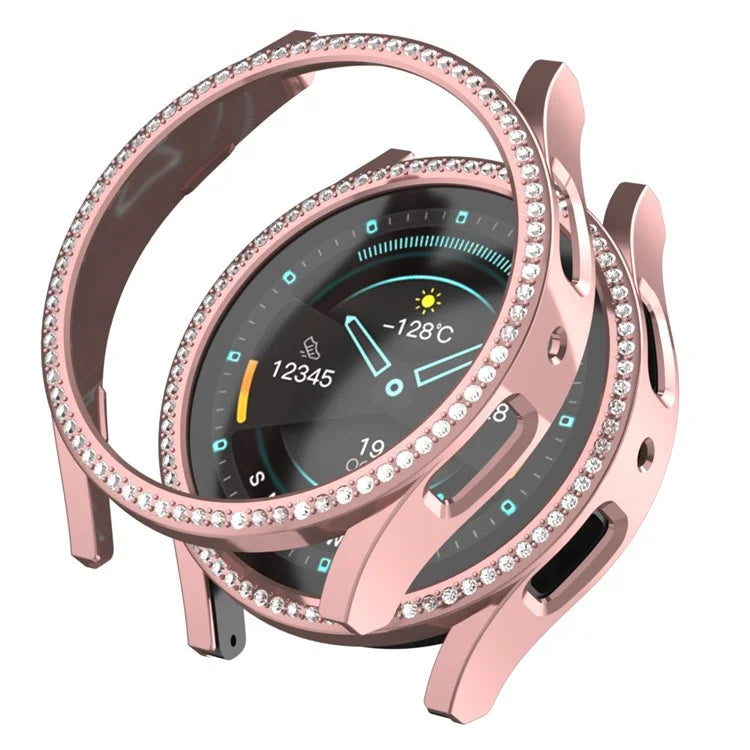 For Samsung Galaxy Watch7 44mm PC Watch Case Rhinestone Decor Hollow-Out Cover
