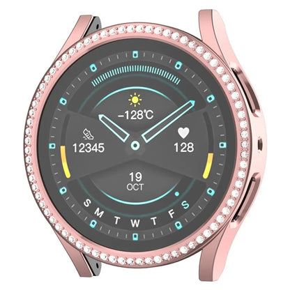 For Samsung Galaxy Watch7 44mm PC Watch Case Rhinestone Decor Hollow-Out Cover