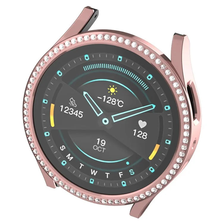 For Samsung Galaxy Watch7 44mm PC Watch Case Rhinestone Decor Hollow-Out Cover
