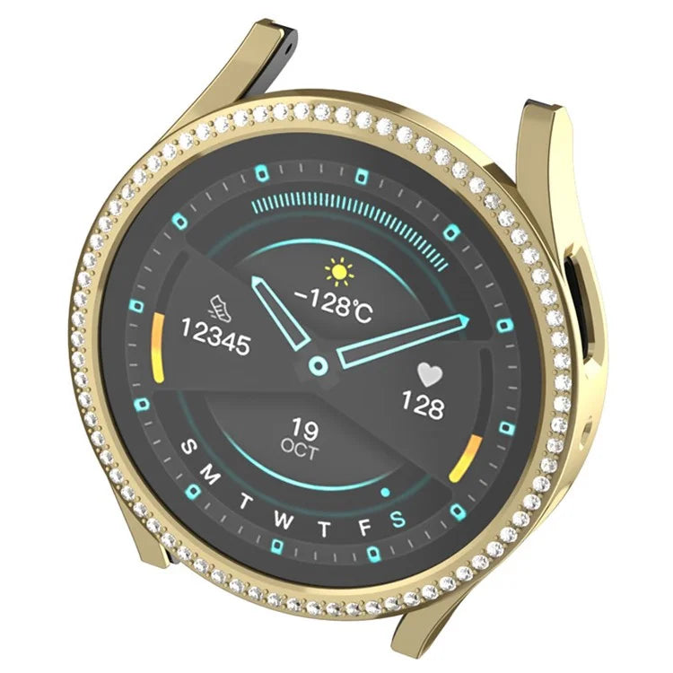 For Samsung Galaxy Watch7 44mm PC Watch Case Rhinestone Decor Hollow-Out Cover