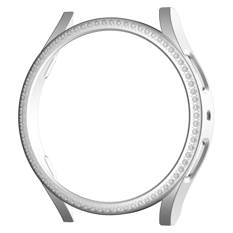 For Samsung Galaxy Watch7 44mm PC Watch Case Rhinestone Decor Hollow-Out Cover