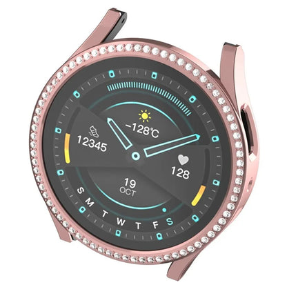 For Samsung Galaxy Watch7 40mm PC Watch Case Rhinestone Decor Hollow-Out Cover